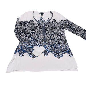 White House Black Market Womens Paisley Print‎ Blouse Size 8 Polyester/Rayon